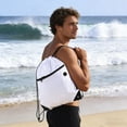 thumbnail image 6 of Nylon Drawstring Backpack Sports Gym Bag 16.5x13.4in Lightweight Foldable Beach Travel Pouch Black, 6 of 6