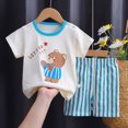 thumbnail image 4 of NOLDARES Newborn Infant Baby Boy Clothes 2 Pieces Crewneck Short Sleeve Raglan Tee Top Dinosaur Print Elastic Waist Pocket Shorts Outfits(Light Blue,7-8 Y), 4 of 4