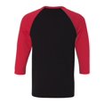 thumbnail image 3 of Unisex Three-Quarter Sleeve Baseball Tee Color Black/ Red X-Large Size, 3 of 4