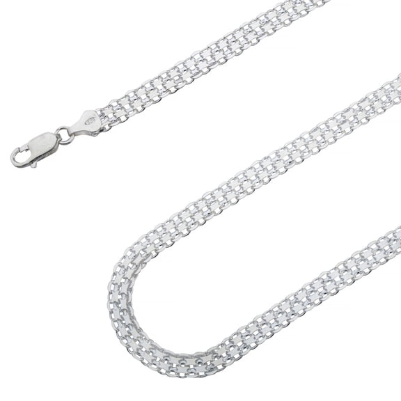 925 Sterling Silver, Flat Bismark Chain 6mm Necklace - Hypoallergenic and Tarnish Resistant - By Oliver & Navy