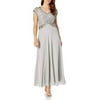 J Kara Womens Petite Sweet Heart Neck Long Dress, Silver, 8P