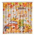 thumbnail image 1 of Cortina de ducha de otoño, cortina de ducha de calabazas para baño, feliz otoño, cosecha y hojas de arce, cortina de baño impermeable con ganchos para el hogar, 1 of 4