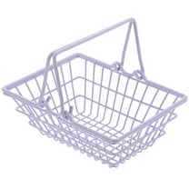 OFFIGAM Lavender Metal Basket with Handles Mini Shopping Basket for Home Organization and Storage 1 Piece