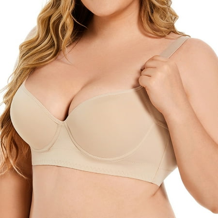 Pavied Minimizer Bras Feelingirl Bra Wireless Bras High Support Bras For Women Adjustable Strap Full Coverage Up Bras Comfortable No Underwire Wireless Bras Seamless Bras Womens Bras Beige AR