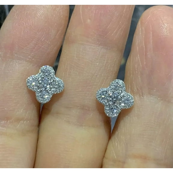 2CT Round Cut Lab Created Diamond Women's Stud Earrings 14K White Gold Plated