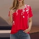 thumbnail image 2 of Camisetas de Cuello Redondo Impreso Gradiente de las Mujeres, Manga Corta Casual Top para el Uso Diario, 2 of 4