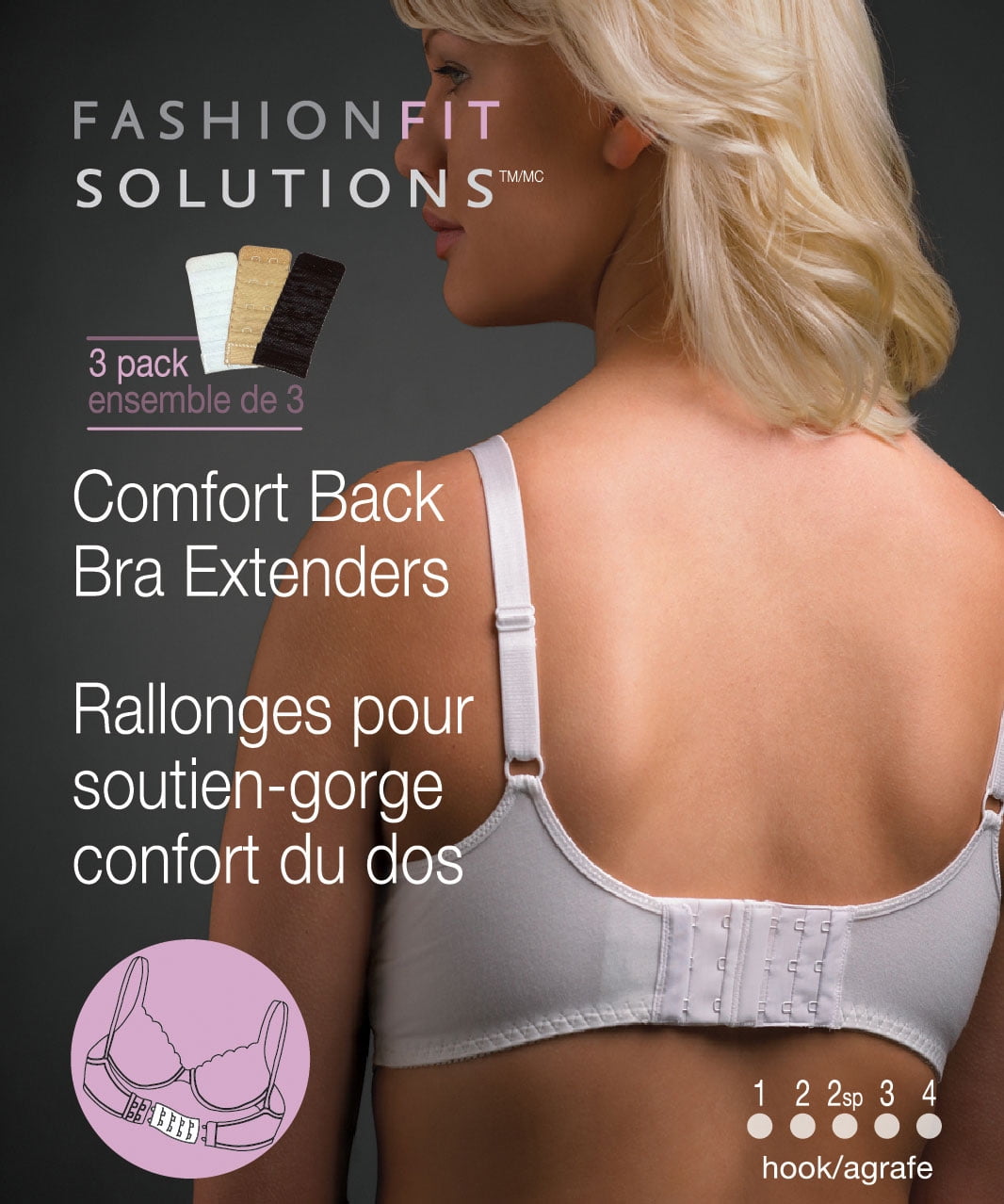 Fashion Essentials Bra Back Extender 2 Hook, Black, 2Hook