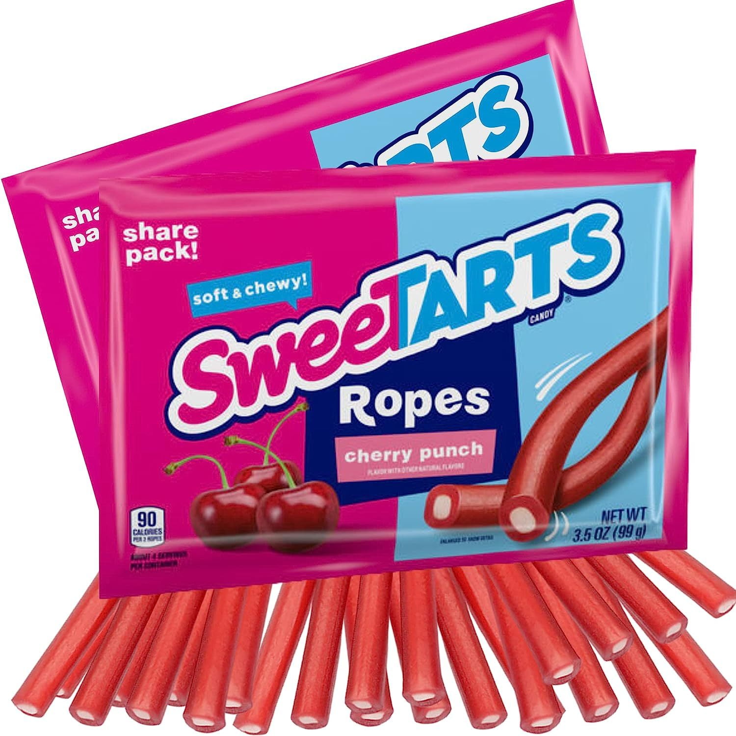 Soft and Chewy Ropes, Cherry Punch and Tangy Strawberry Fruit Flavored