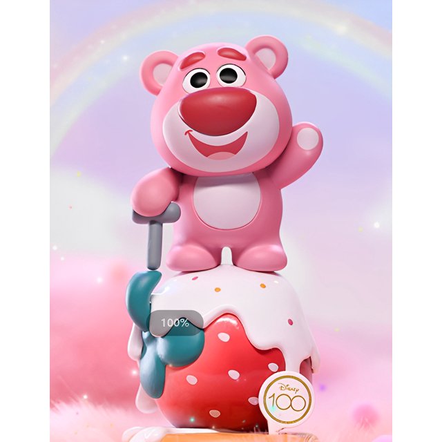 Toptoy-caja ciega aniversario de la serie 100 ° aniversario de Disney auténtica, regalo de cumpleaños hecho a mano, punto de oso de fresa