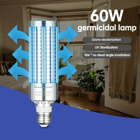 

US 60W UVC Light Ozone Ultraviolet E27 Germicidal Lamp Remote UV Germicidal Lamp