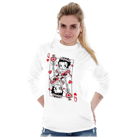 Betty Boop Queen of Hearts Card Women's Long Sleeve T Shirt Brisco Brands S