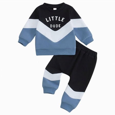 UAYOTSE Toddler Boy Clothes Fall Winter Outfit Long Sleeve Sweatshirt Top Jogger Pants Cute 2Pcs Set Sizes 12-18 Months
