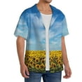 thumbnail image 4 of KLL Blooming Sunflower Field Print Men's Shirt Short Sleeve Button Down Summer Cuba Beach Shirts- Small, 4 of 7