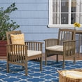 thumbnail image 2 of GDF Studio Keegan Outdoor Acacia Wood Dining Chairs with Cushion, Set of 2, Gray and Cream, 2 of 8