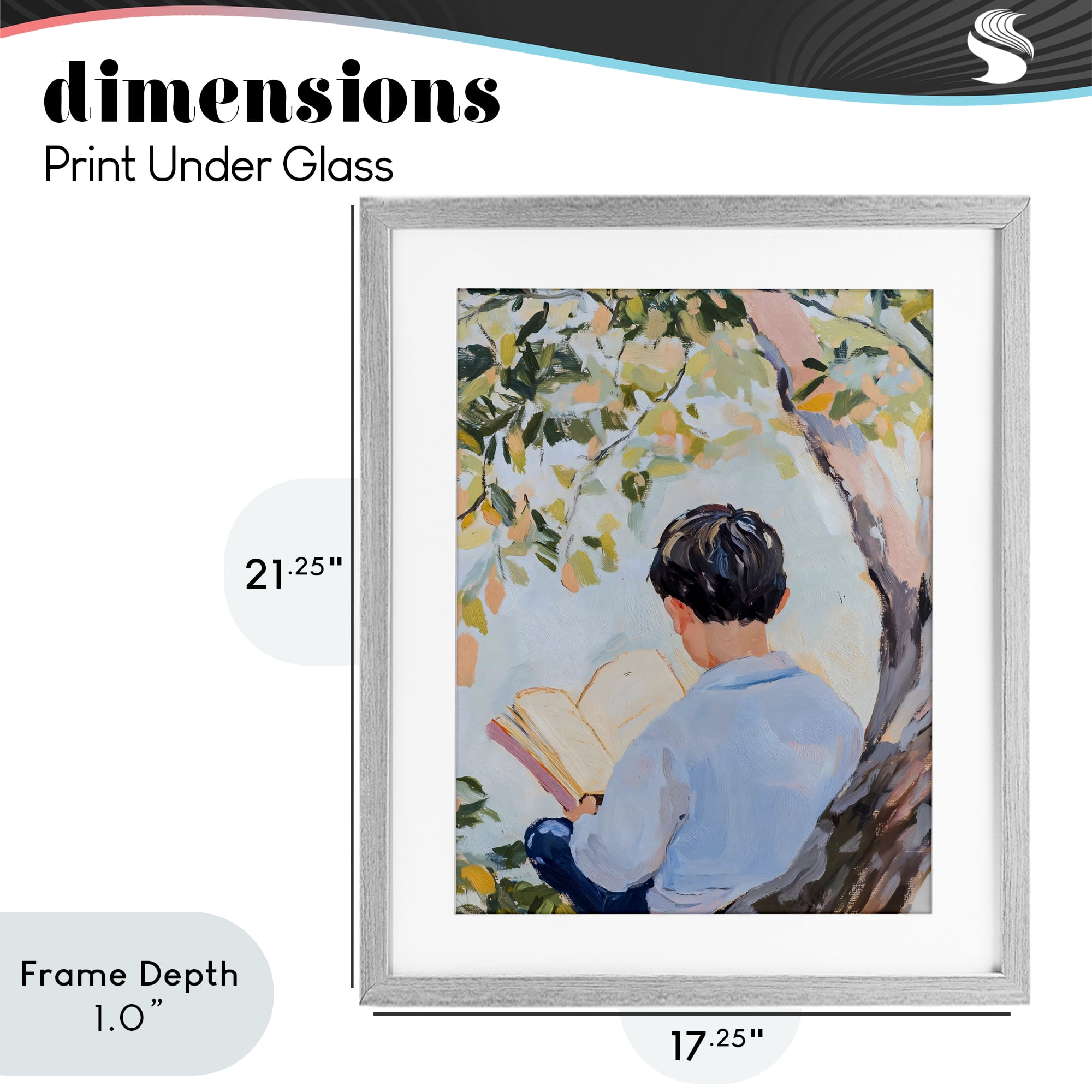 Stupell Industries Boy Reading in Nature Gray Framed Print Under Glass, design by The Prints Vibe