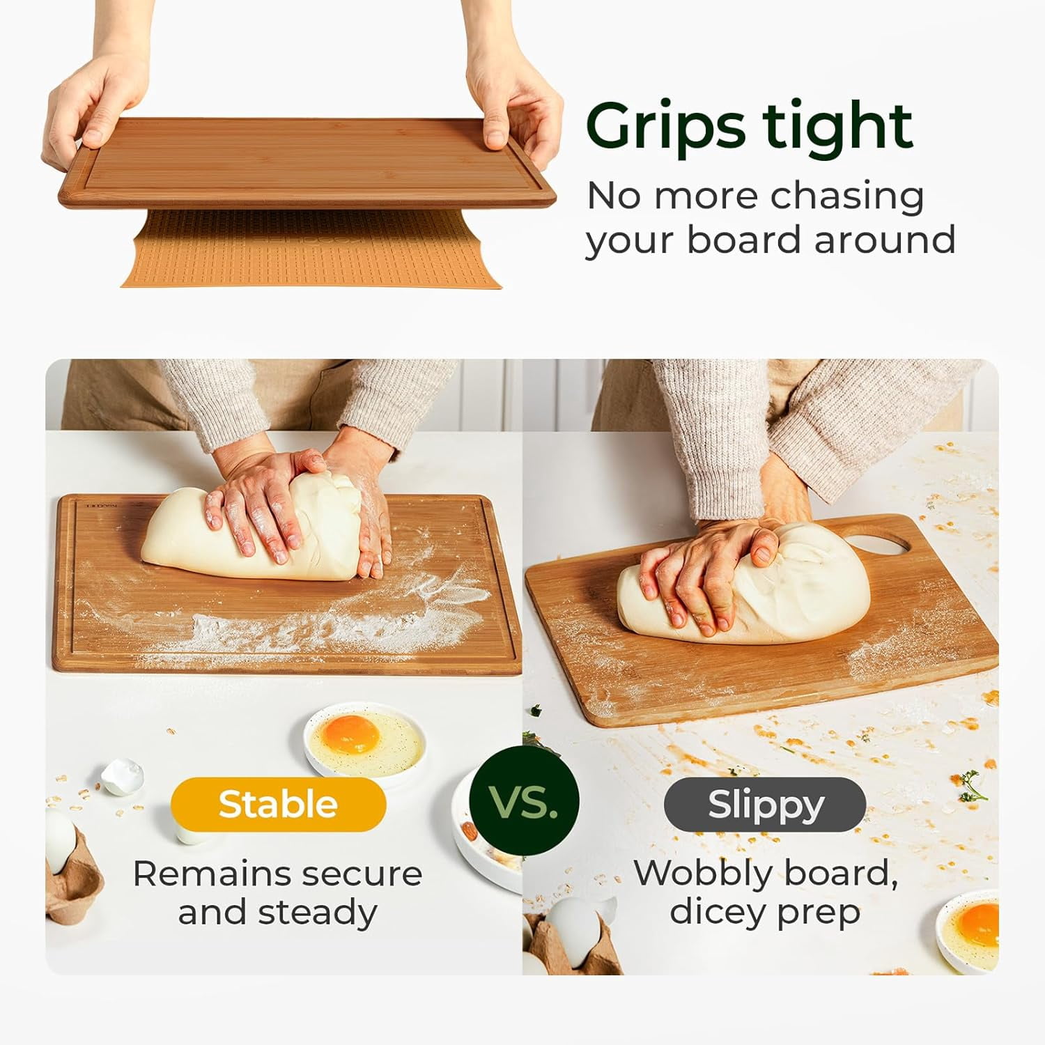RGHJAR-Keechee 2PCS Silicone Non-Slip Mat for Cutting board, Preventing Cutting Injuries in the Kitchen Chopping Boards Feet for Kitchen Safe, Warm Gifts for Kitchen & Home Protector (Brown)