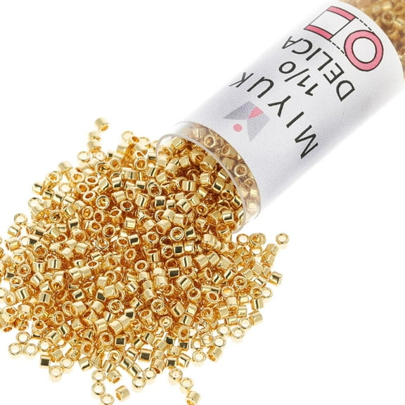 Miyuki Delica Seed Beads – Size 11/0 (1.6 mm), DB0031, Gold 24K Plated, 7.2 g, Approx. 1440 Beads