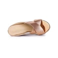 thumbnail image 4 of BLISSFUL STEP Women's Shoes Platform Wedge Cross Strap Studs Fabric Upper Open Toe Heels Sandals  Rose Gold 6, 4 of 7