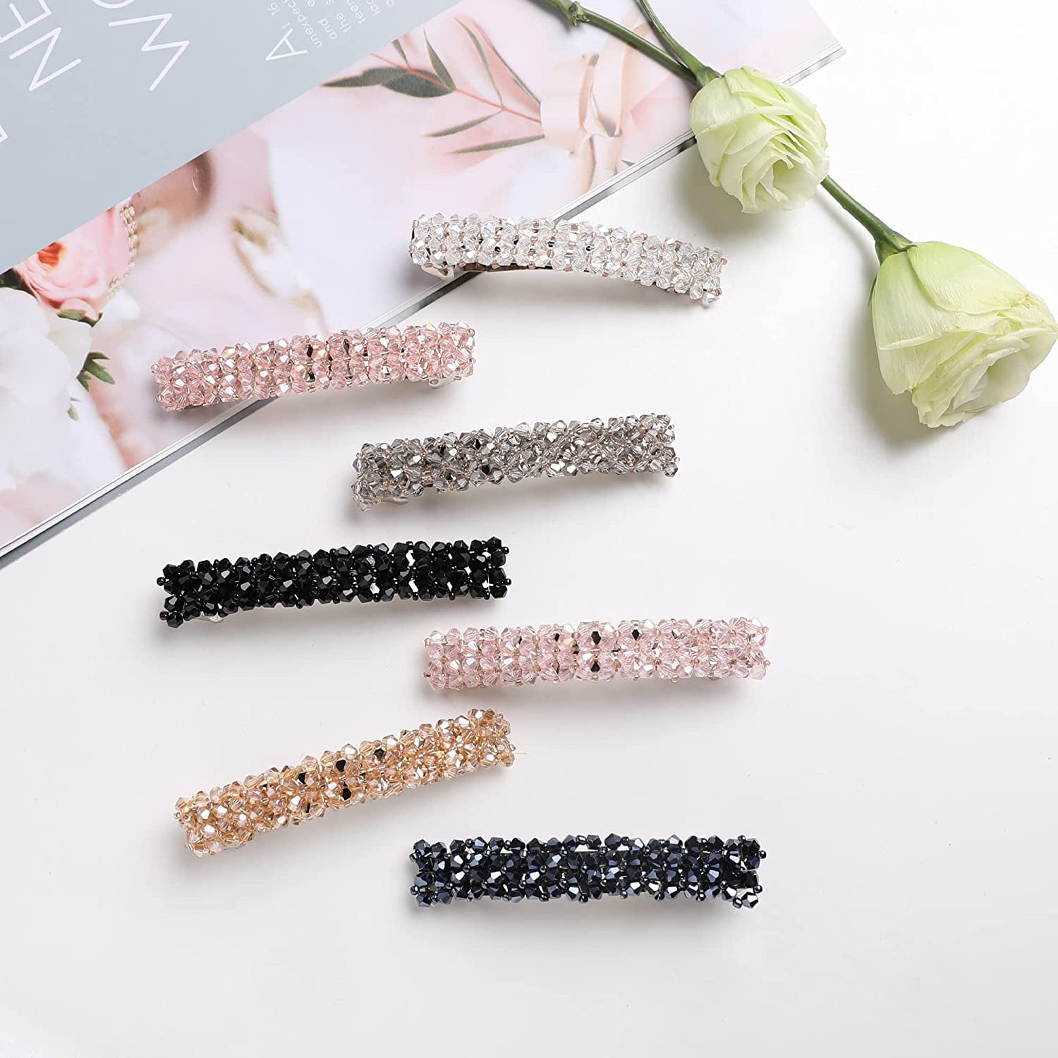 Glitzy and Glamorous Fancy Classy Elegant Crystal Rhinestone Hair Clip Barrette Amazon.com : CROWN GUIDE Vintage Rhinestone Hair Claw  main image 2