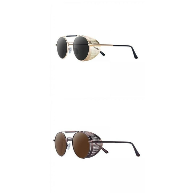 Steampunk SunglasseRetro Round Steampunk Sunglasses ,Vintage Gothic Circle Eyewear Women Men,UV400 Protection Glasses Metal ,Side Steampunk Sunglasses Coffee Baoblaze Gafas de sol Steampunk