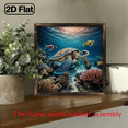 thumbnail image 5 of 8-inch 2D flat "Deep Sea Corals and Turtles" wooden framed painting, easy to install, can be used as multi-scenario wall decorative signs and plaques, and is an ideal gift for various festivals., 5 of 9