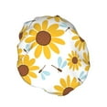 thumbnail image 2 of Kdxio Sunflowers Print Shower Cap for Women,Elastic and Reusable,Double Waterproof Layers Bathing Hat, 2 of 9