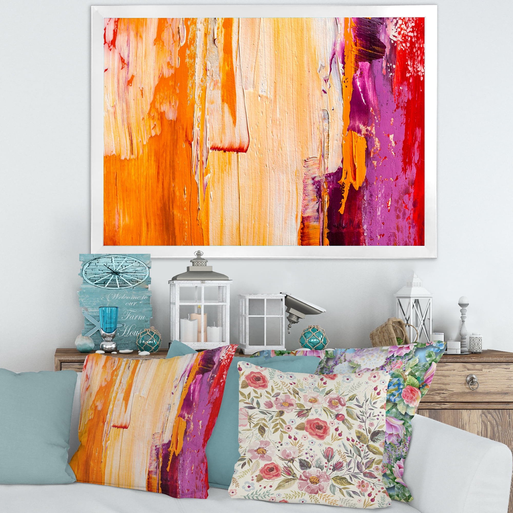 Designart 'Grunge Brown Abstract' Modern Framed Art Print