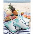 thumbnail image 3 of Water Ocean Ripple Outdoor Pillow Covers Set of 2, Decorative Waterproof Throw Pillow Case, Teal and White Cotton Linen Soft Cozy Cushion Pillowcases, 3 of 6