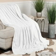 thumbnail image 5 of BNM Fleece Diamond Fluffy Blanket, Full/ Queen, White, 5 of 8