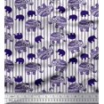 thumbnail image 1 of Soimoi Georgette Viscose Fabric Stripe,Dot & Tribal Elephant Animal Printed Fabric 1 Yard 42 Inch Wide, 1 of 1