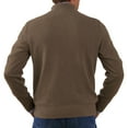 thumbnail image 4 of Mens Quarter Zip Pullover Quilted Pullover Casual Knit Long Sleeve Mock Neck Sweater Coffee 2XL, 4 of 4