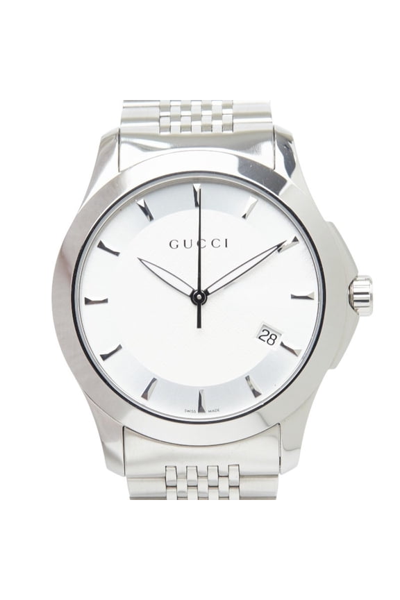 Pre-Owned Gucci G-Timeless G-Logo Watch 126.4 Quartz White Dial Stainless Steel Men's GUCCI