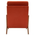 thumbnail image 2 of High Back Solid Wood Armrest Backrest Iron Frame Linen Indoor Leisure Chair Burnt Orange Color, 2 of 9