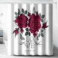 thumbnail image 1 of Rideau de Douche Romantique à Roses Rouges - Ensemble de Rideau de Douche Imperméable 72x72 Pouces à Thème de Fleurs pour Salle de Bain de Fille Amour, 1 of 6