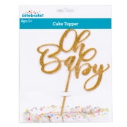 Way to Celebrate! "Oh Baby" Gold Plastic Cake Topper, Baby Shower Occasion