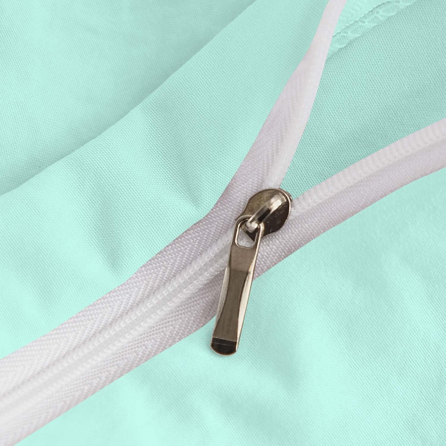 D.N.G. BEDDINGS Luxurious 3 Piece Double Ruffle Duvet Cover With Zipper Closure, 100% Egyptian Cotton, 800 Thread Cotton Full/Queen Size Aqua Blue Solid