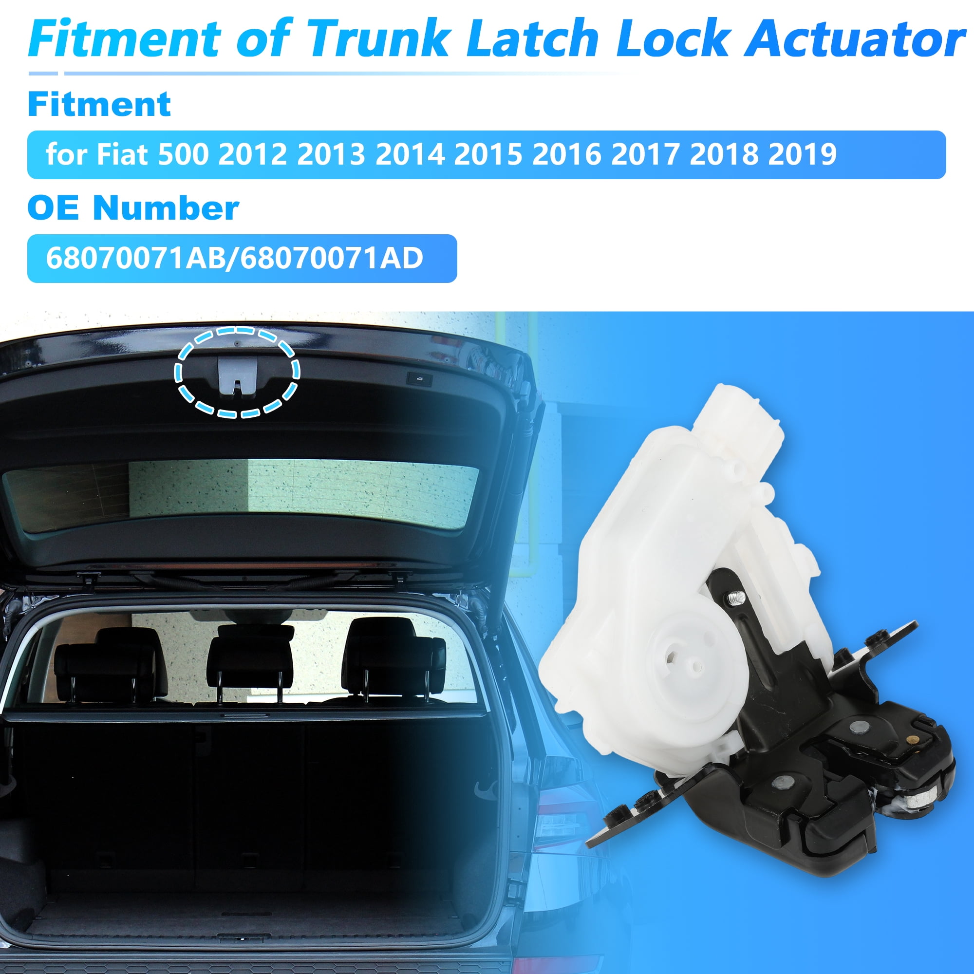 Unique Bargains 68070071AB Rear Trunk Latch Lock Actuator for Fiat 500 2012-2019