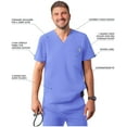 thumbnail image 3 of Adar Addition Scrubs for Men - Modern Multi Pocket V-Neck Scrub Top - A6010 - Ceil Blue - XXS, 3 of 8