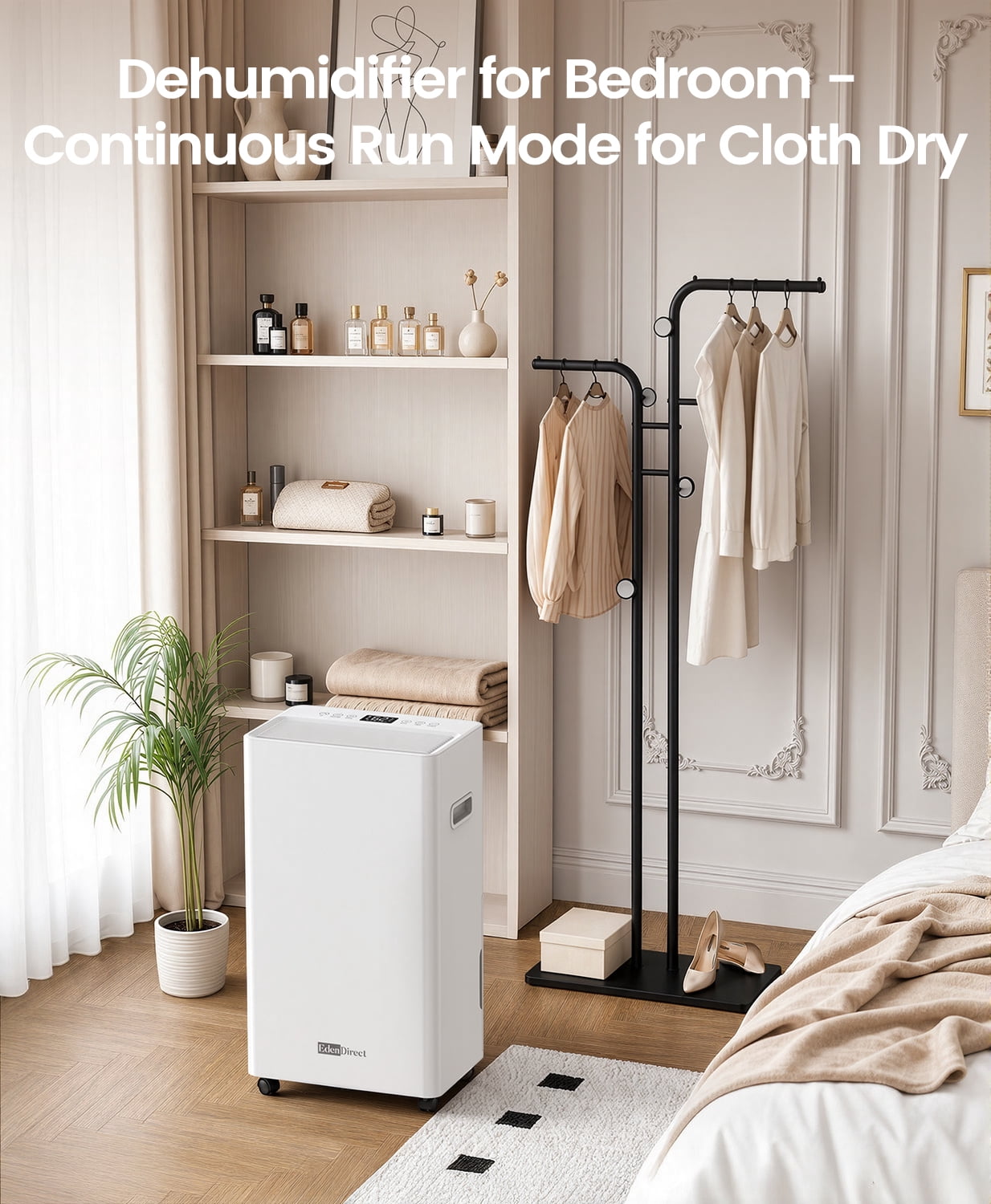 60 pt. 5500 sq. ft. Dehumidifier for Basement with Bucket, Drain Hose, in White, Auto-Off