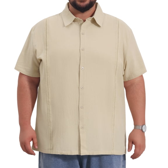 DARING DIVA Men's Big Tall Summer Casual Short Sleeve Button Down Shirts XL Khaki