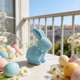 thumbnail image 4 of XJGHHSY 2 Pcs Glitter Easter Bunny Figurine - 9.2" Large Blue Sparkle Rabbit Statue with Satin Bow,Easter Table Centerpiece for Home,Balcony,Party Decor & Holiday Gifting,ZZ-PVC-Blue, 4 of 5