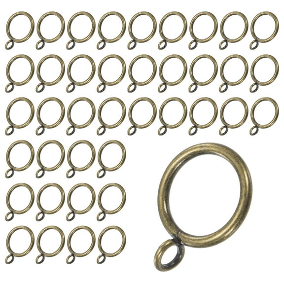 Uxcell 40-Pack Green Bronze Curtain Rings with Eyelet, Metal Rings for Curtain Rods, 1 Inch Interior Diameter