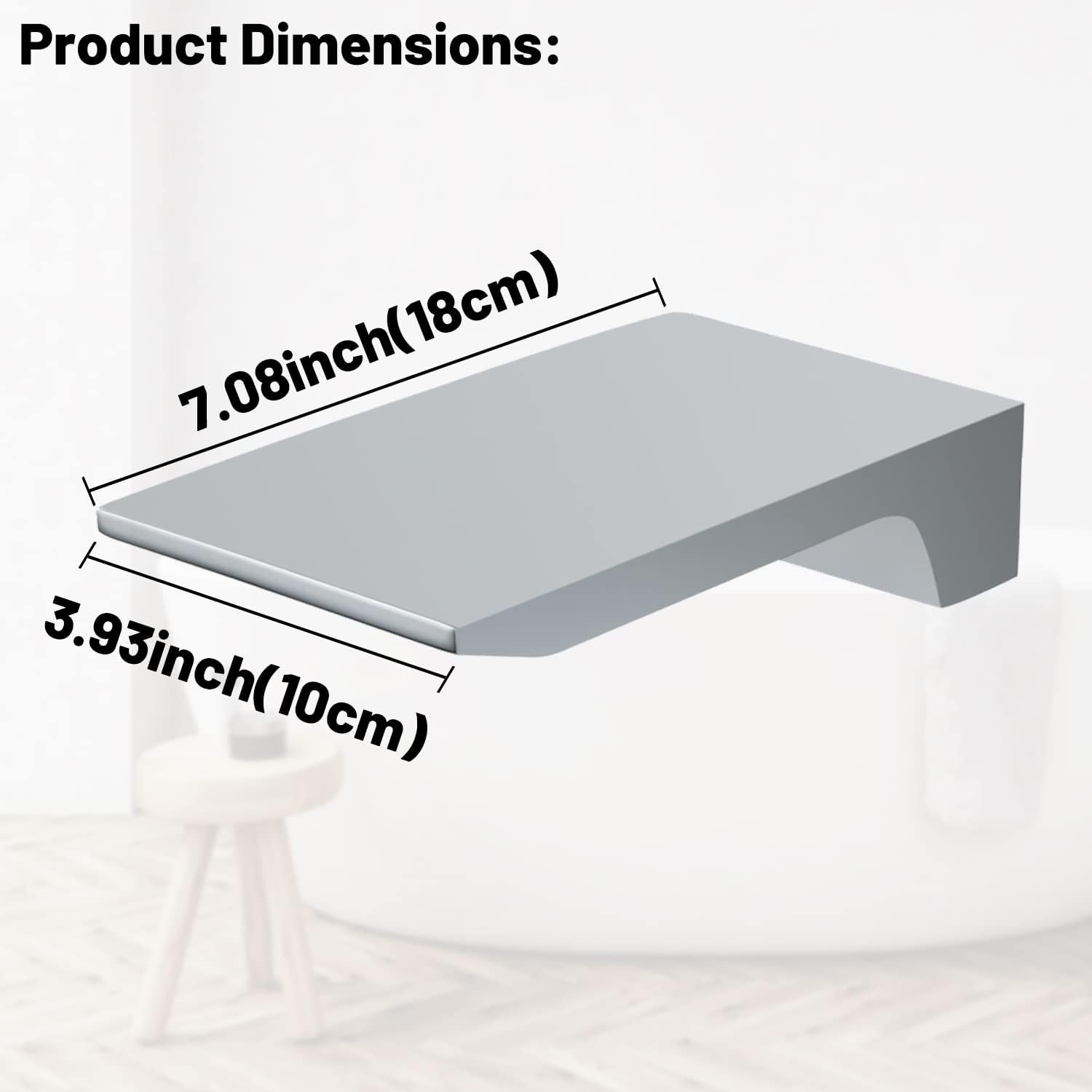 ABCISI Waterfall Tub Spout, Wall Mount Waterfall Bathroom Bathtub Tub Faucet Replacement, Roman Tub Filler Faucet Stainless Steel Solid Bath Tub Sprayer, High Flow Shower Spout, Chrome