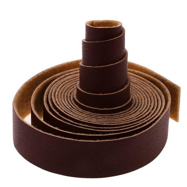 Tirador de correa de cuero sintético de 0,78 pulgadas de ancho, multiusos para manualidades, bolsos, Café Ligero-10 Metros