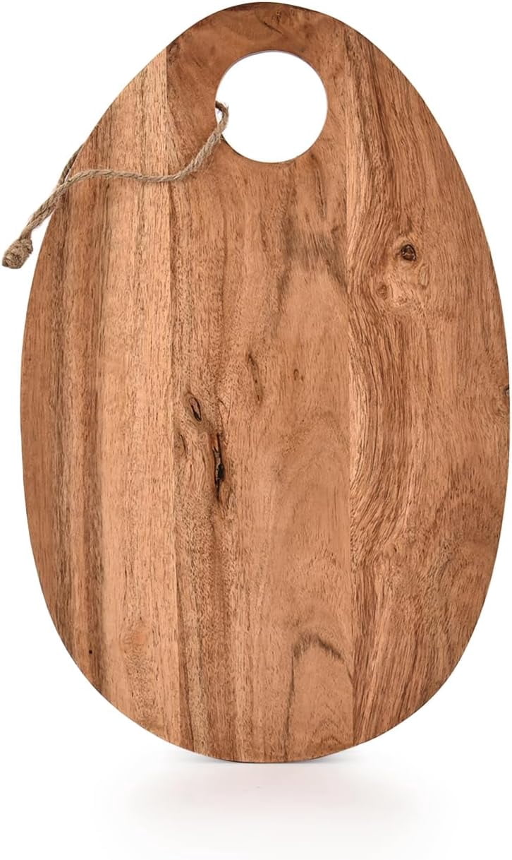 MKEUDQ-Cutting Boards Acacia Wood Cutting Board for Kitchen Knife-Friendly Chopping Board for Meat, Bread, Fruit with Hole in Corner (13" x 8.5" x 0.75")