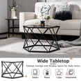 thumbnail image 5 of Spaco Modern Accent Geometric Glass Coffee Table-Black, Modern Coffee Table for Living Room Office Reception, 5 of 6
