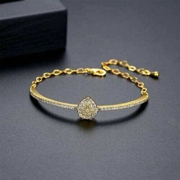 3Ct Round Cut Women's Bangle Bracelet Simulated Diamond 14K Yellow Gold Plated