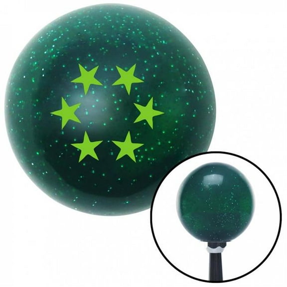 American Shifter 60642 Green 5 Stars in Circle Green Metal Flake Shift Knob with M16 x 1.5 Insert Shifter