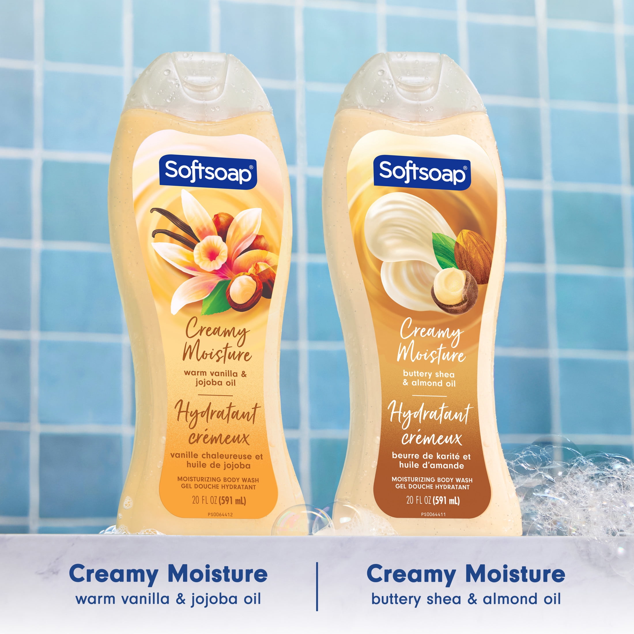 Softsoap Creamy Moisture Body Wash, pH Balanced Moisturizing Body Wash, Buttery Shea and Almond Oil Scent, 20 fl oz (4 Pack)