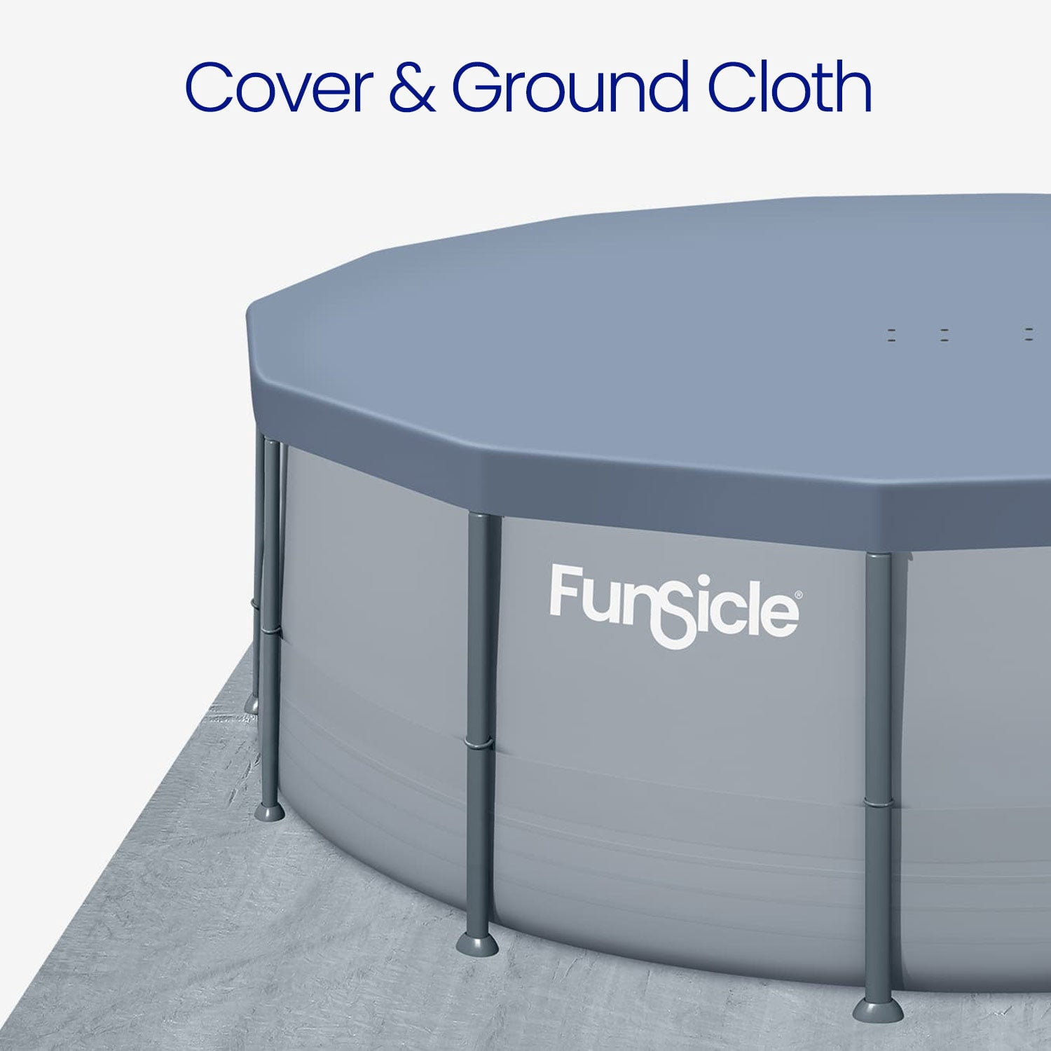Funsicle Oasis Above Ground Metal Frame Swimming Pool Set – with FB800S AutoSkimmer Pump, Ladder & Cover, 12' x 36", Round, Gray